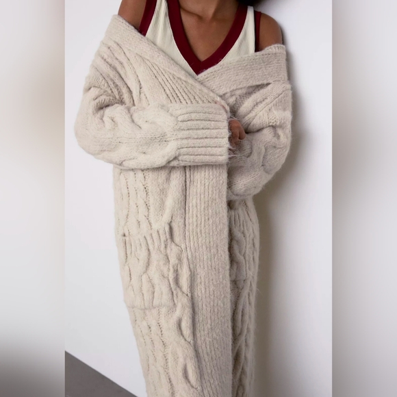 Zara chunky knit cardigan coat - Picture 4 of 12